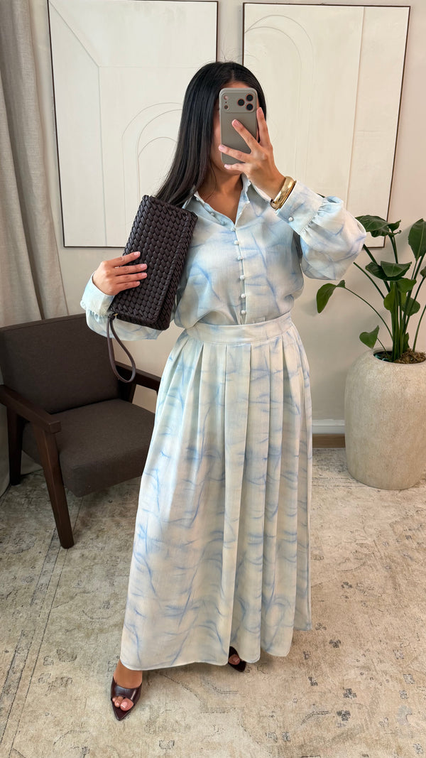 Celeste Marble Pleated Co-Ord Set