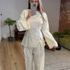 Rüya&Co Aurelia Tailored Top - Modest Belted Top - Linen Feel - Top Only