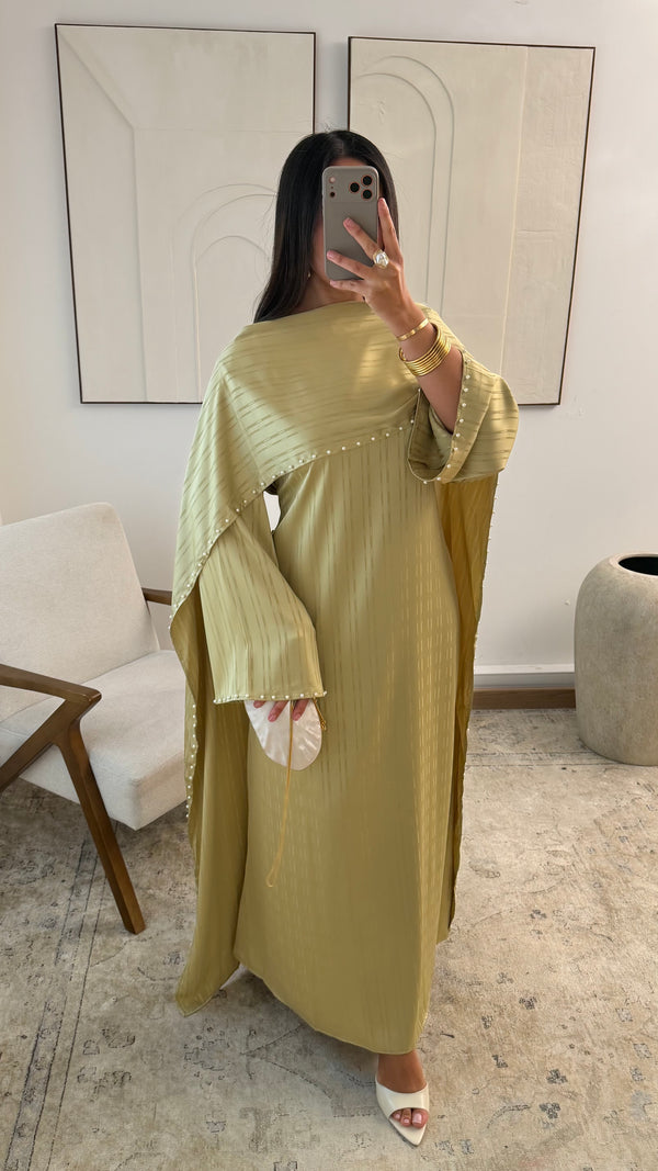 Luna Pearl Detail Maxi Dress with Attached Scarf