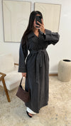 Sienna Belted Denim Trench Coat Dress – Elegant Everyday Outerwear