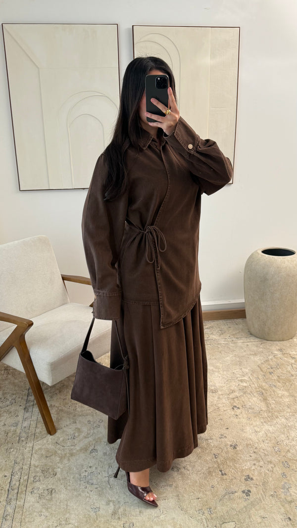 Elsie Premium Denim Skirt Set