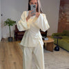 Rüya&Co Aurelia Tailored Top - Modest Belted Top - Linen Feel - Top Only